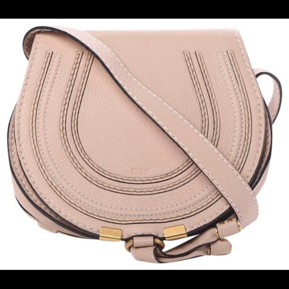 Chloé Marcie Blush Nude Pink Pebbled Leather Cross Body Bag